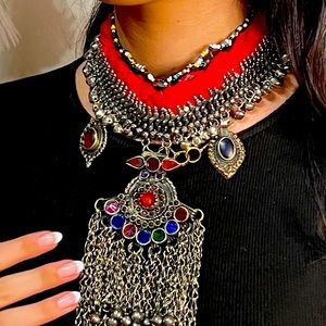 One of a kind afghan traditional necklace set. Perfect for parties.